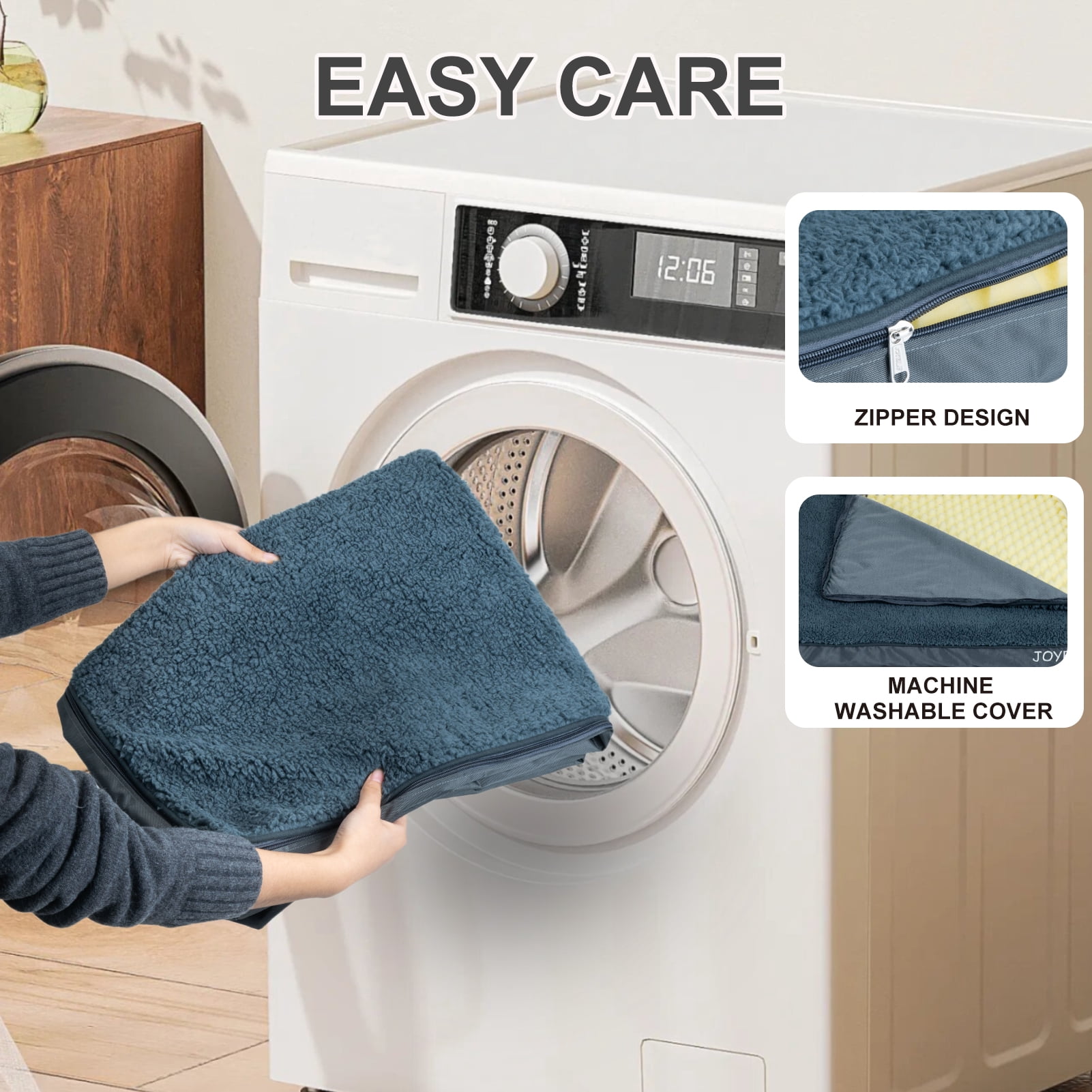 JOYELF Large Dog crate Bed Mats Orthopedic dog bed ,Egg Crate Foam Dog Mat waterproof dog pad with Washable Removable Cover, a Squeaker Toy as Gift