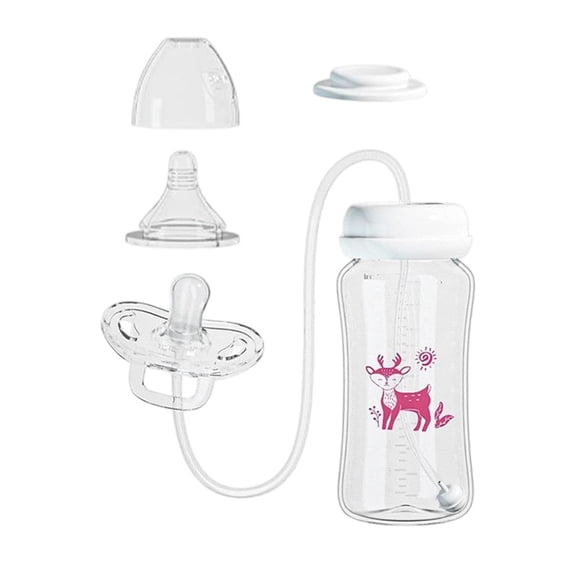 XIRQI Silicone Anti-Colic Portable Adjustable,Hands Free Babys Bottle|Self Feeding Babys Bottles with Fast Flow Nipple and Tube,118G Hands Free Bottle with Soft Nipple for Home Travel Camping