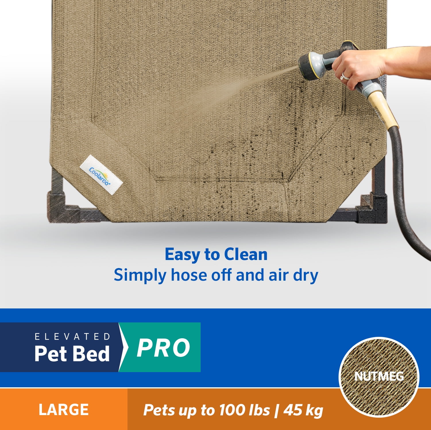Coolaroo Dog Cooling Elevated Bed Pro, Large, Fits in 48in Crates, Nutmeg