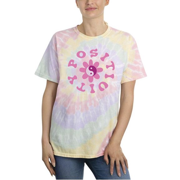 Positivity Groovy Flower Art Tie Dye Spiral Women -Image by Shutterstock, Female Medium