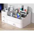 thumbnail image 3 of Papelería y cosméticos caja de almacenamiento cajón caja de plástico dividida cepillo de maquillaje lápiz labial estante de escritorio para ordenar la Caja de almacenamiento, 3 of 5
