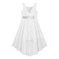thumbnail image 4 of Linjinx Kids Girls Bridesmaid Party Dress Sequin Ruched Sleeveless High-low Hem Grace Chiffon Dress Silver 6, 4 of 7