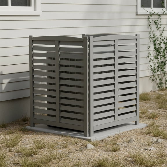 3-Panel Outdoor Air Conditioner Fence, 3-Section Wooden Outdoor Screen, Outside Wood Privacy Fence, 32" W X 38" H