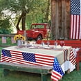 thumbnail image 2 of yulier 2 Pcs 4th of July Tablecloth, Patriotic American Flag Table Cloth, Plastic Disposable Rectangle Stars and Stripes Table Cover for Memorial Day Independence Day Decorations, 54" x 108", 2 of 6