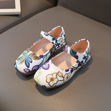 

RUICUW Fashion Summer Children Sandals Girls Casual Shoes Flat Bottom Lightweight Colorful Flower Pattern Hook Loop 3.5-4 Years