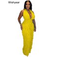 thumbnail image 3 of Wishyear - Mono de una pieza de malla transparente sexy para mujer, con escote en V, cuello halter, espalda descubierta, volantes, para fiesta de cumpleaños, club rave, 3 of 5