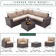 thumbnail image 3 of Kullavik Patio All Weather woven 6-Piece Metal Sectional Sets with Cushions,Sand, 3 of 5