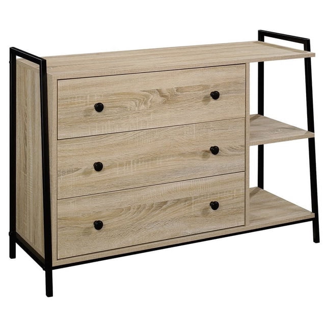 Pemberly Row 3-Drawer Contemporary Engineered Wood Dresser in Oak