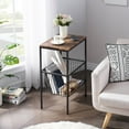 thumbnail image 3 of VECELO Side Table with Mesh Shelf, Industrial End Table/Bedside/Nightstand Magazine Rack for Bedroom Bathroom Living Room, Brown, 3 of 8
