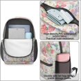 thumbnail image 3 of 17 Inch Lightweight Backpack,PVC Waterproof Oxford Fabric, Ergonomically Designed, with Large Capacity, Floral Flowers Print, 3 of 5