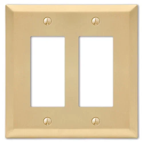 Amerelle Century Satin Brass Beige 2 Gang Stamped Steel Rocker Wall Plate
