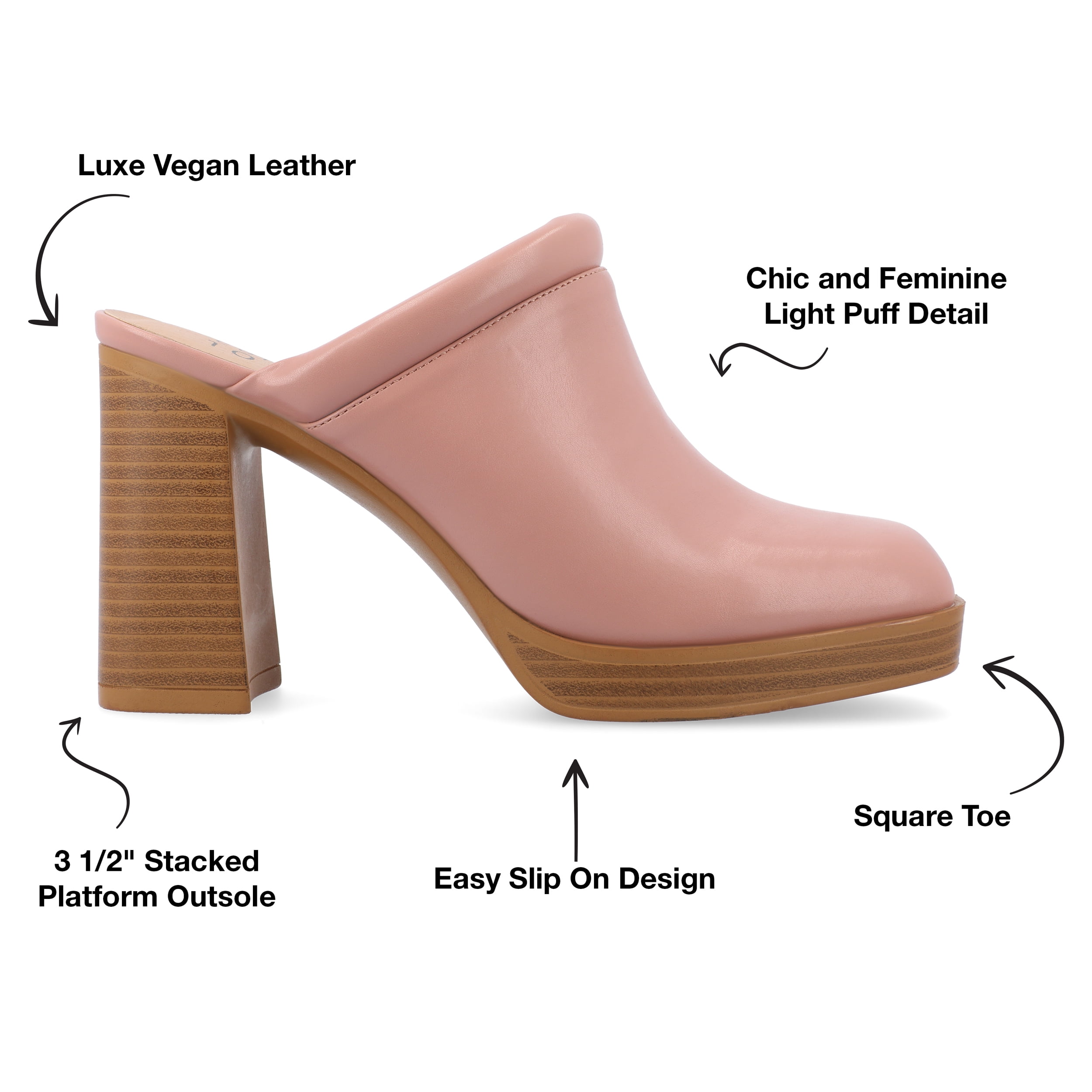 Journee Womens Izara Slip On Platform Mule Pumps