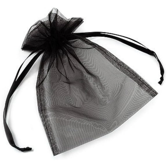 Dozen Organza 3" x 4" Drawstring Bag Pouches Black