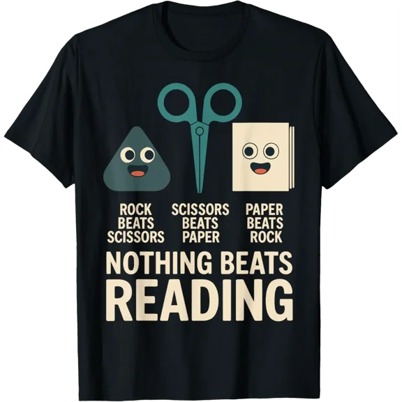 Reading Nothing Beats Books Rock Paper Scissors T-Shirt tee