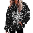 thumbnail image 4 of Uootdi Christmas Hoodies for Women Gift Fleece Christmas Classic Print Long Sleeve Sweatshirt Baggy Drawstring Pullover Winte r Warm Sweaters with Pocket, 4 of 7