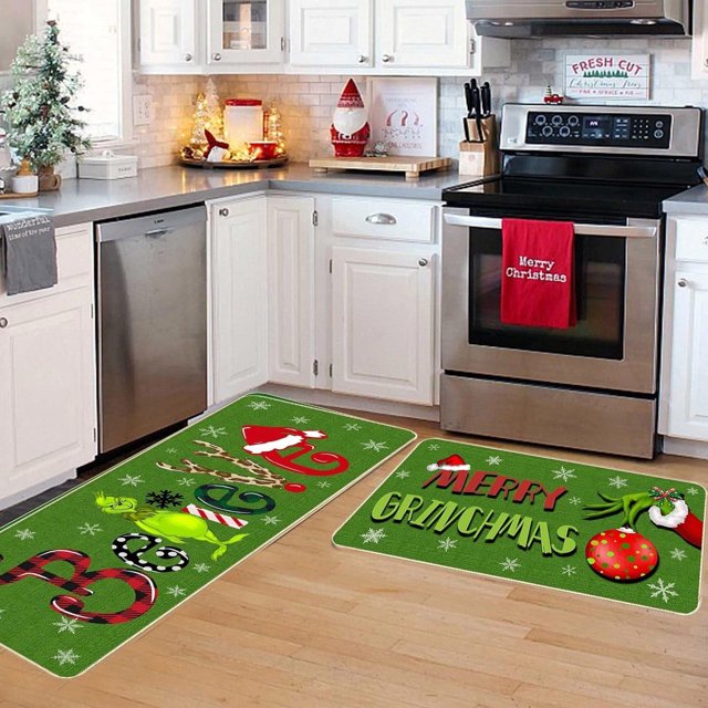 ¡No te lo pierdas! Adornos navideños para interiores, adornos del Grinch, felpudo con dibujos animados, alfombra para cocina, dormitorio, sala de estar, regalos navideños.