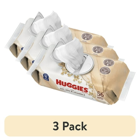 (3 pack) Huggies Wipes with Oat, Aloe & Vitamin E, Unscented, 1 Pack, 56 Total Ct (Select for More Options)