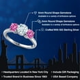 thumbnail image 2 of Gem Stone King 925 Sterling Silver Sky Blue Aquamarine and Pink Created Sapphire Engagement Ring for Women | 1.85 Cttw | Round 6MM | Gemstone March Birthstone | Size 8, 2 of 6