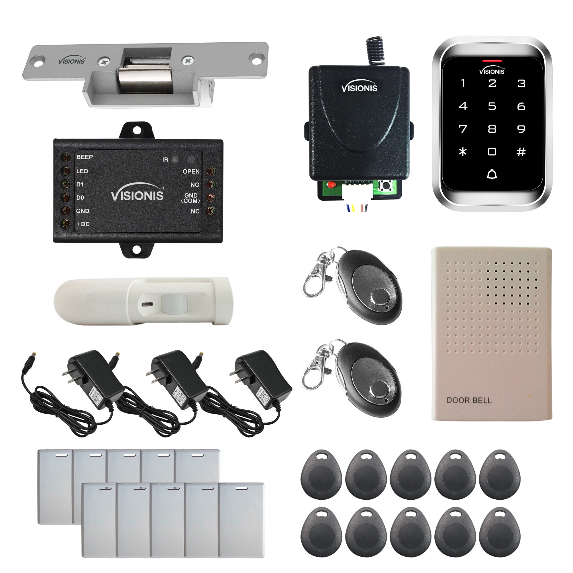Visionis One Door Access Kit with Outdoor Keypad/Card Reader and Wireless Remote 