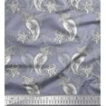 thumbnail image 1 of Soimoi Satin Silk Fabric Black Sketch Paisley Decor Fabric Printed Yard 42 Inch Wide, 1 of 3