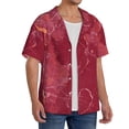 thumbnail image 2 of Uemuo Abstract Red Marble Pattern Cotton Linen Short Sleeve Shirts,Casual Lightweight Button Down Shirts,Vacation Beach Summer Tops-Small, 2 of 7