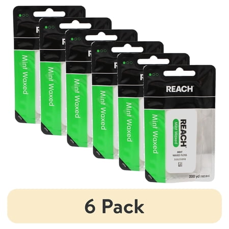 (6 pack) REACH Mint Waxed Floss 200 Yards