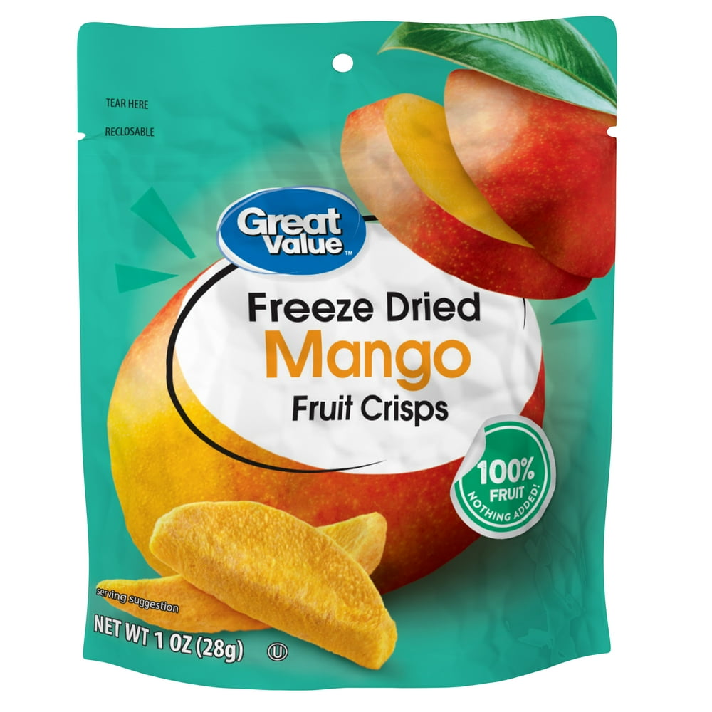 Great Value Freeze Dried Sliced Mango Fruit Crisps 1.0 oz. Walmart