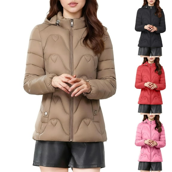 Fewfanhot Winter Clothing for Women Quilted Jacket Lightweight Padding Coat with Pockets, Regular