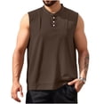 thumbnail image 3 of Horkkom Tank Tops Men Cotton Solid Color Button Sleeveless Shirts Summer Workout Gym Muscle Shirts L, 3 of 6