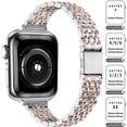 thumbnail image 2 of ANTHOUSE Slim Watch Band Compatible with Apple Watch 41mm 45mm 42mm 44mm 40mm 38mm Metal stainless steel Watchband suitable for iWatch 8/7/6/5/4/3/2/1/SE series Women Luxury strap, 2 of 12