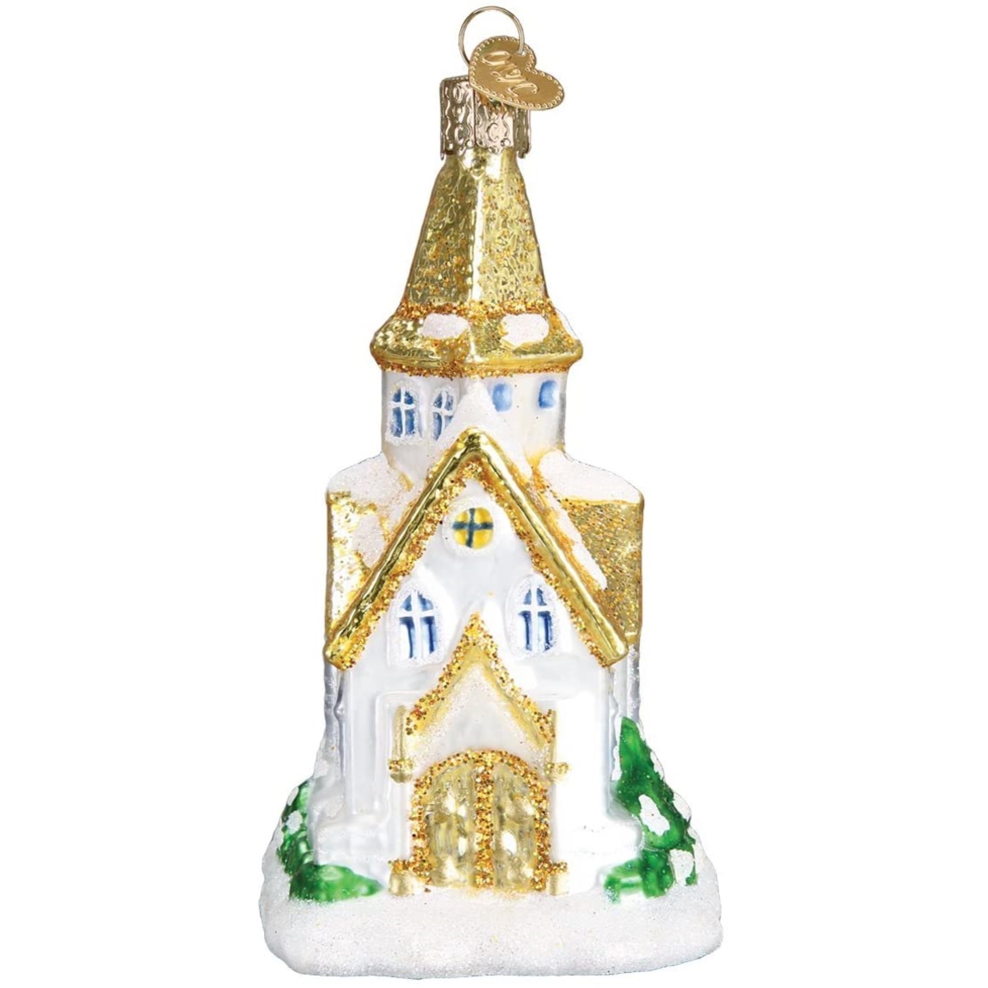 Old World Christmas 4.25In Golden Cathedral, Glass, Church Ornament 20105