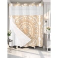 thumbnail image 4 of Boho Geometric No Hook Shower Curtain Waterproof, Bathroom Curtains with Snap in Liners and See Through Top Window, Ethnic Bohemian Farmhouse Art Motifs Hotel Style Bathtub Curtains Shower 72"Wx72"L, 4 of 8
