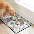 thumbnail image 2 of Floral and Skull Pet Food Mat - Retro Floral Print Dog Feeding Mat, Non-Slip Rubber Base for Floor Protection, 2 of 5