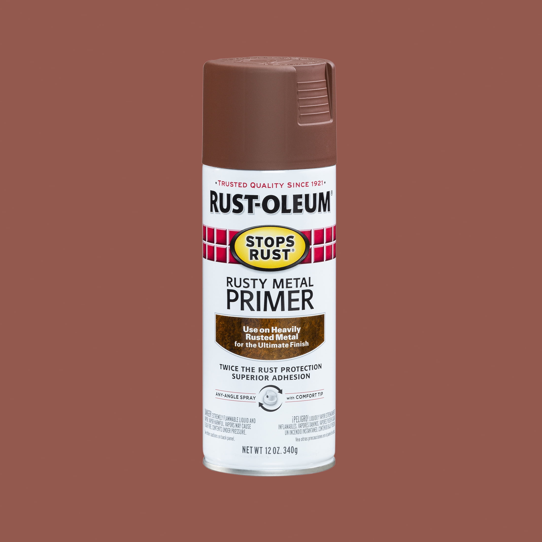 (2 pack) Brown, Rust-Oleum Stops Rust Rusty Metal Primer Spray Paint-7769830, 12 oz
