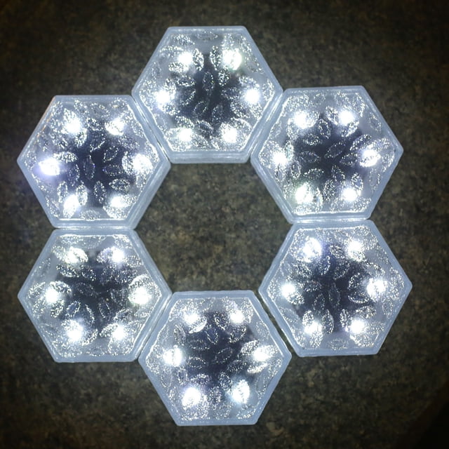 Fiudx Ofertas Flash Artículos En Oferta Luces Solares Para Jardín, Decorativas Para Exteriores, Azulejos De Hielo Hexagonales, Adornos Enterrados, Luces Solares Para Jardín, Luces De Baldosas De Vidr