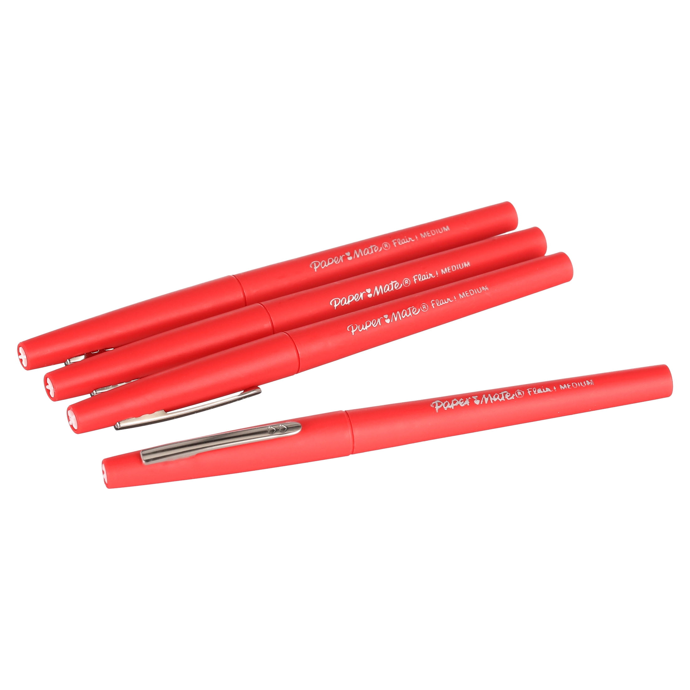 Paper Mate Flair Felt Tip Pens, Medium Point (0.7mm), Red, 4 Count 