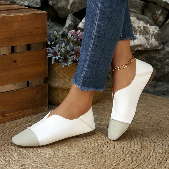 Willtoo Slip On Flats Shoes for Women Comfortable Round Toe V Cut Casual Ballet Flats Soft Walking Shoes Lightweight Breathable Shoes