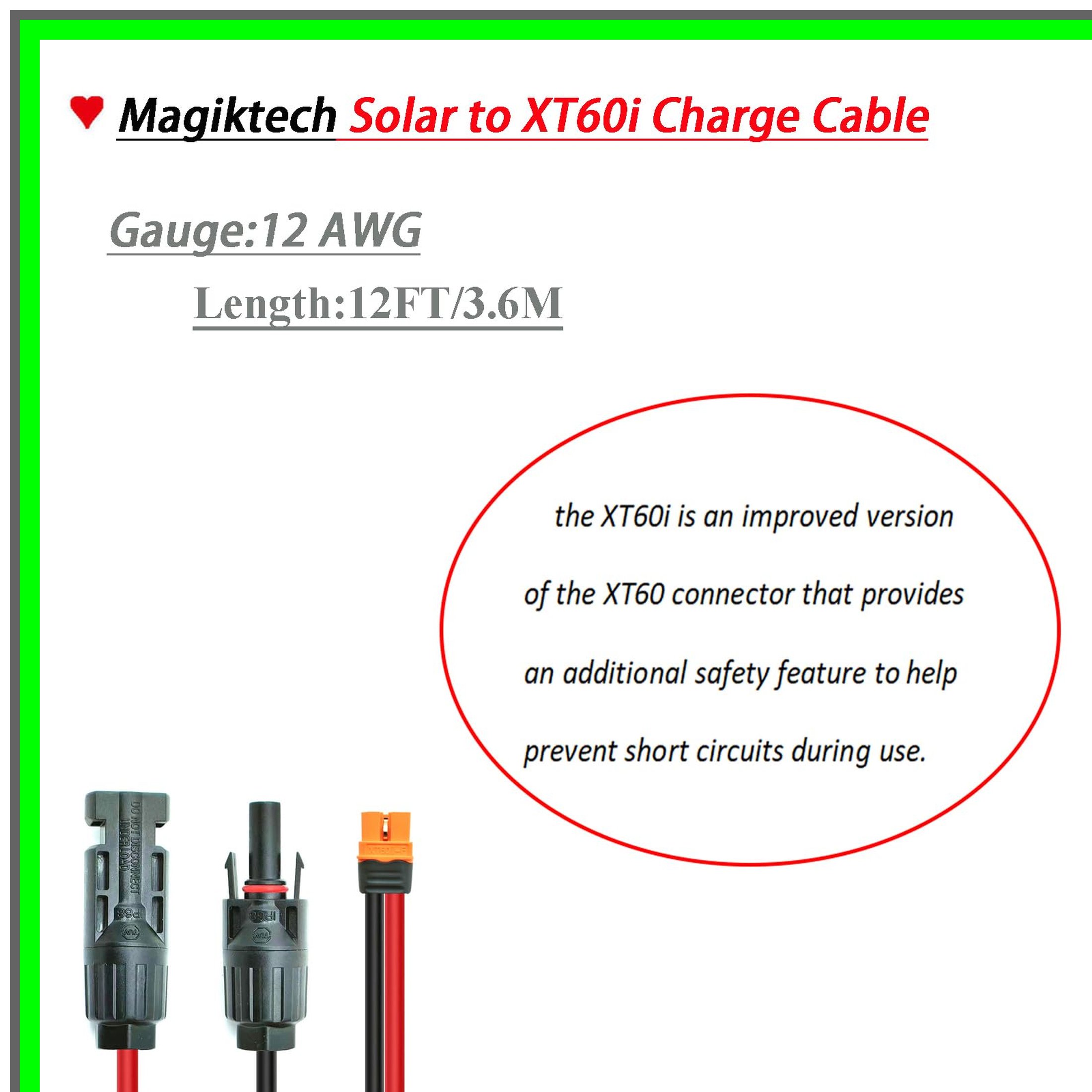Solar XT60i Charge Extension Cable for Portable Power Stations 3FT-50FT