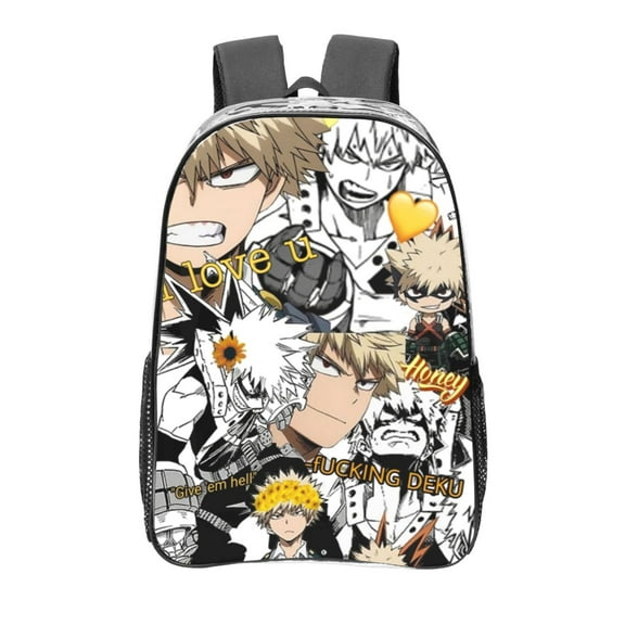 Katsuki Bakugo Clear Backpack 16 Inch Large Capacity PVC Transparent Laptop Bags for Adults, See Through Clear Bookbag for School Sports Work Travel College