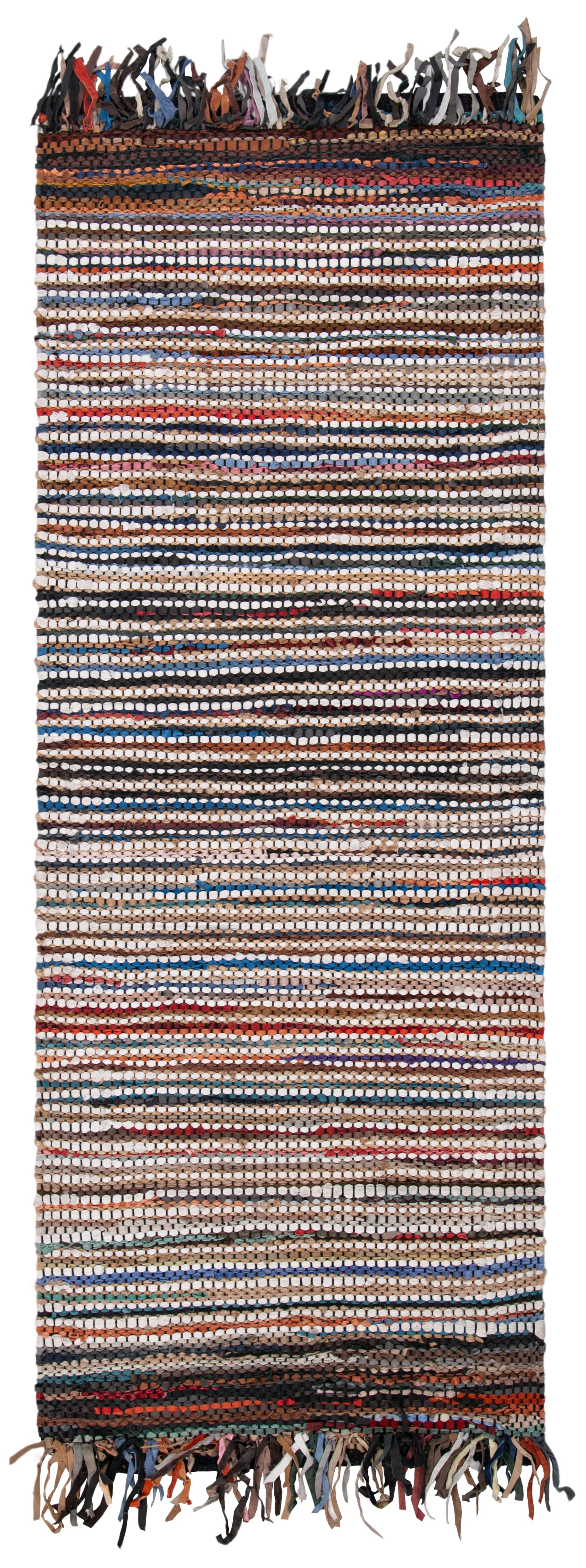 SAFAVIEH Vintage Leather Aaron Stripe Fringed Runner Rug, Multi, 2'3" x 9'