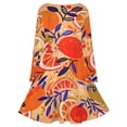 thumbnail image 5 of Fresh Citrus Orange Long Sleeve Dresses For Women Vintage Elegant Party Dress Oversized V-neck Dress S-8XL, 5 of 7