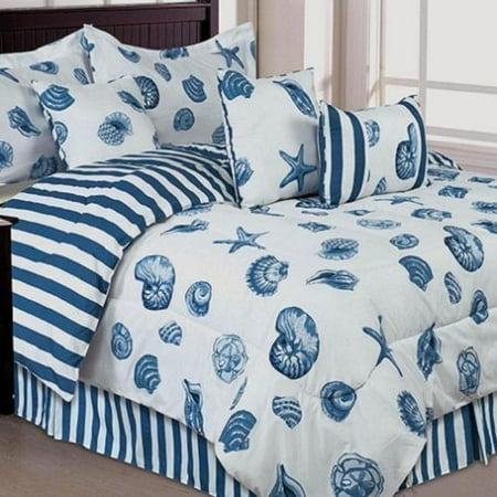 Seashells Beach Themed Nautical Twin Comforter Set Toss