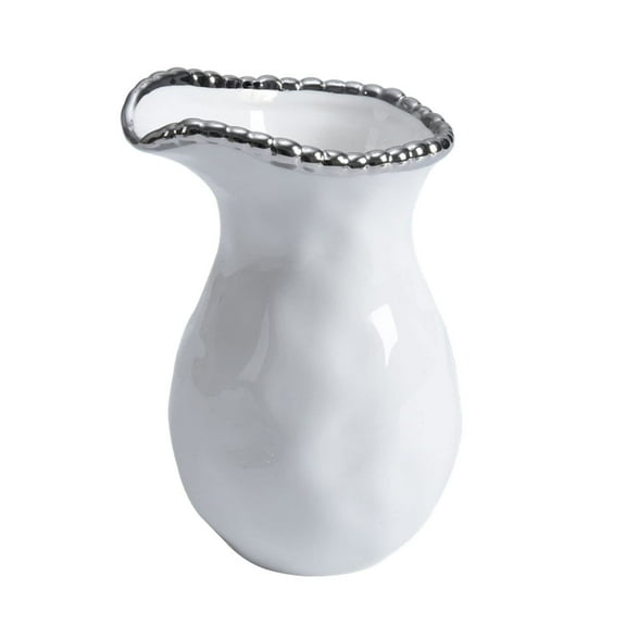 Pampa Bay Creamer or Pitcher, 4"W x 5.75"H, White and Silver