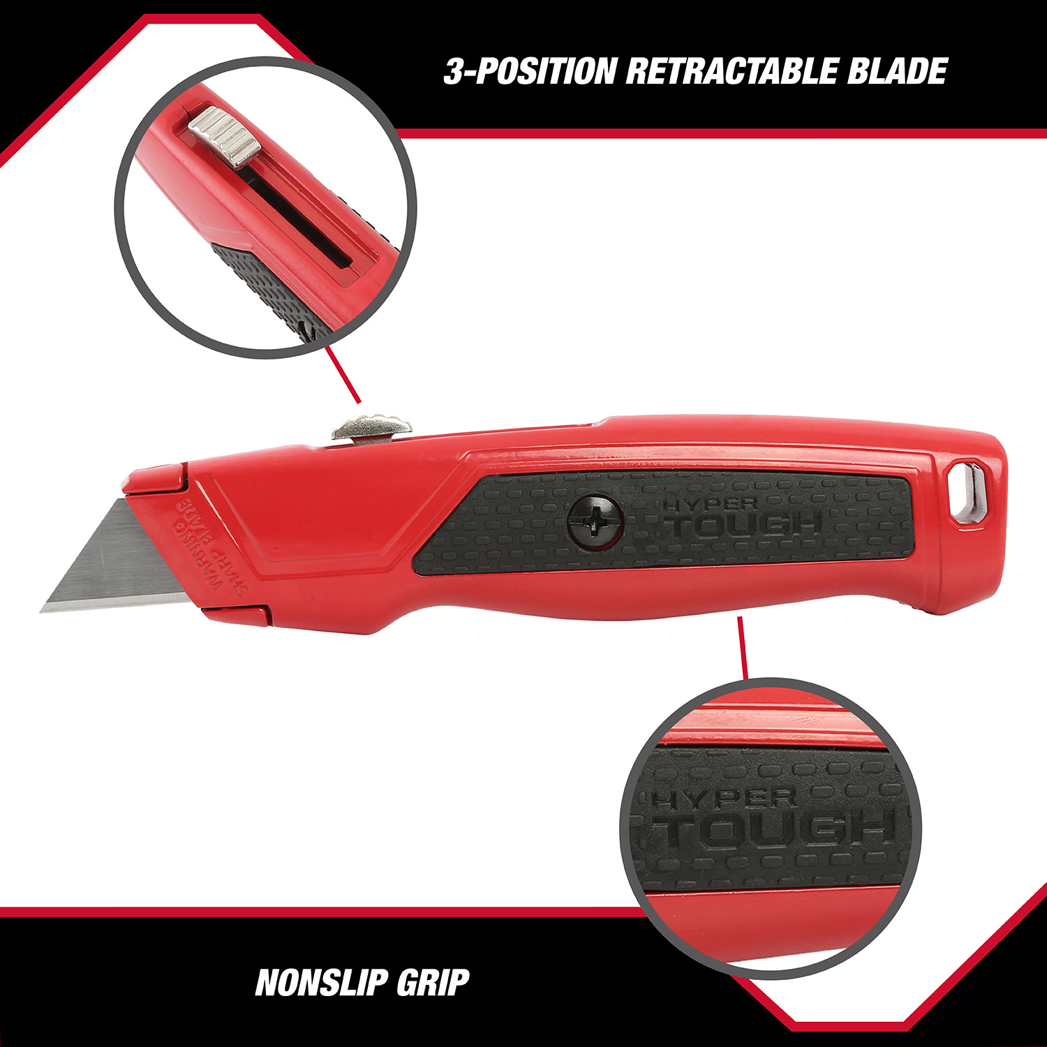 (Paquete de 4) Hyper Tough Cúter retráctil con 5 cuchillas 5