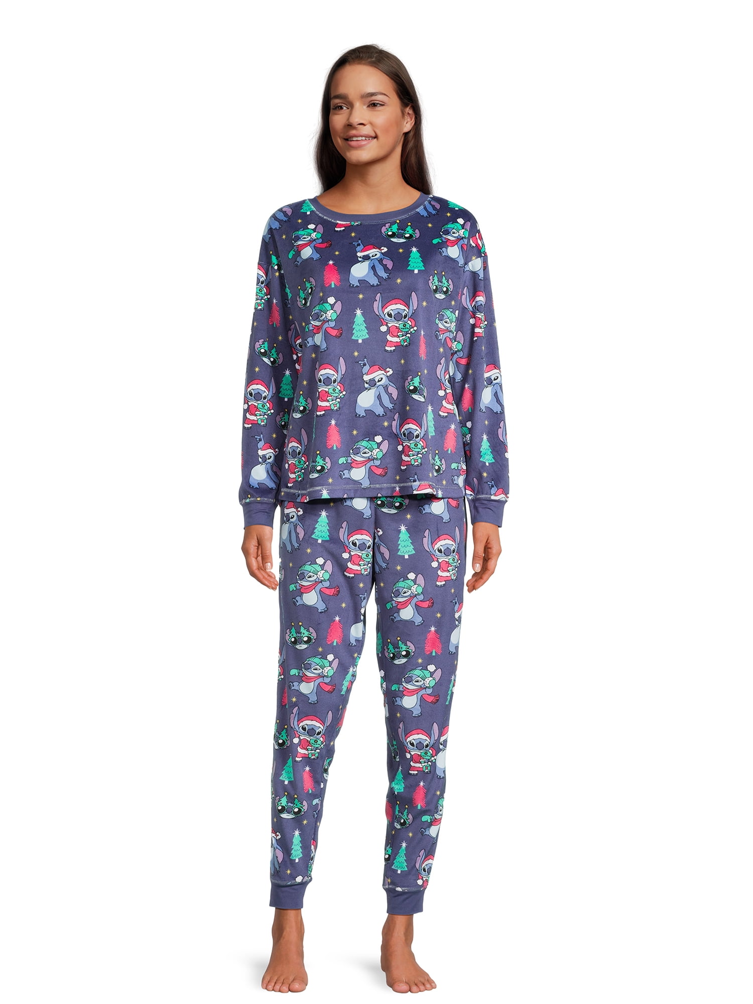 Stitch Women's Christmas Top and Pants Pajama Set, 2-Piece, Sizes S-3X