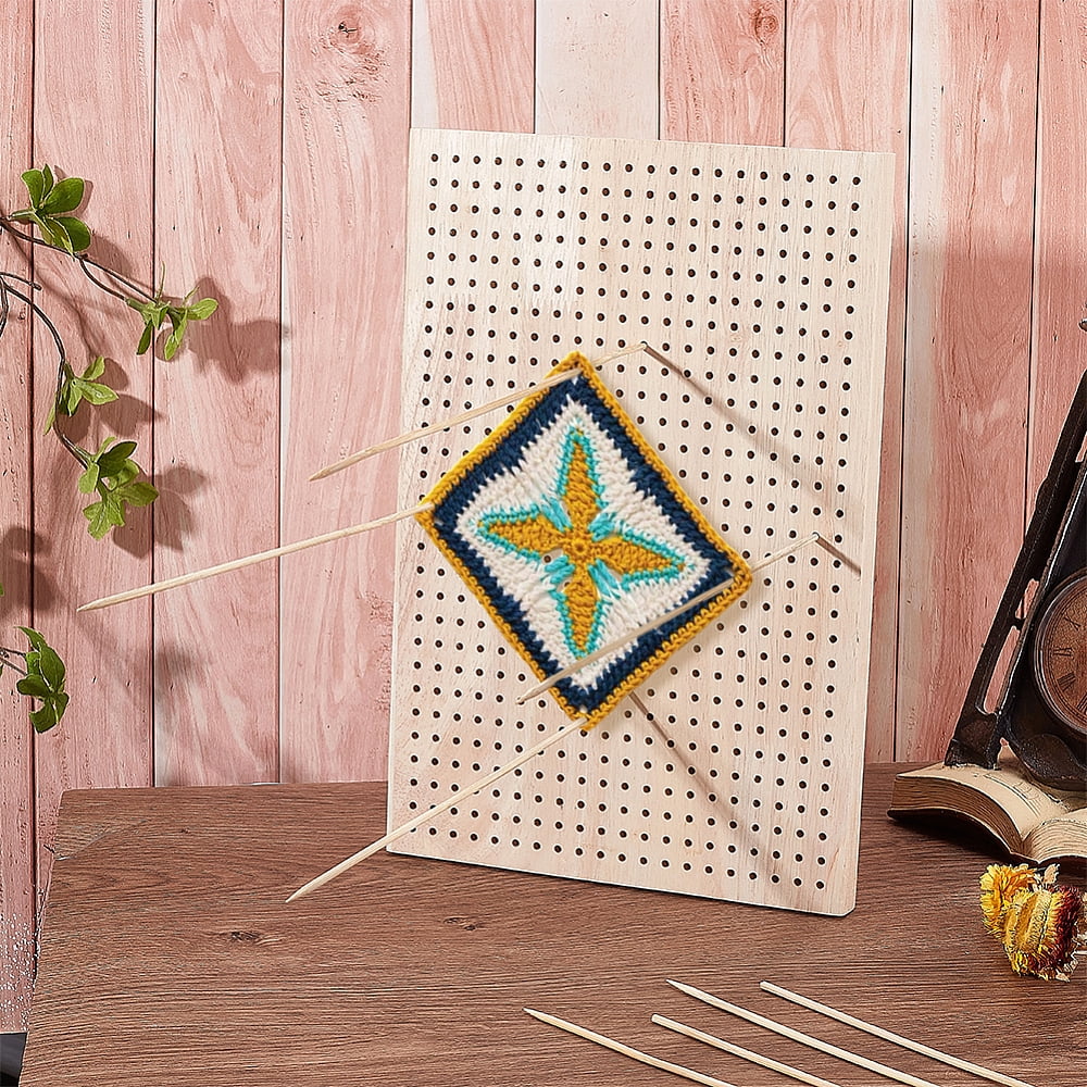 12X8 inches Crochet Blocking Board Wooden Knitting Blocking Mat Granny Squares Blocking Board with 10pcs Wood Pins for Knitting and Crochet