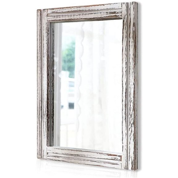Wall Mirror with Wood Framed Rustic Mirrors for Rectangle Decorative Bedroom Bathroom Living Room Entryway Farmhouse Hanging Small