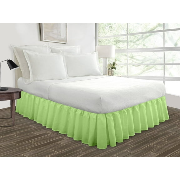 HNB Store Ruffled Bed Skirt Easy Fit 11" inch Drop | Microfiber Made | Twin Size Bedskirt | Moss