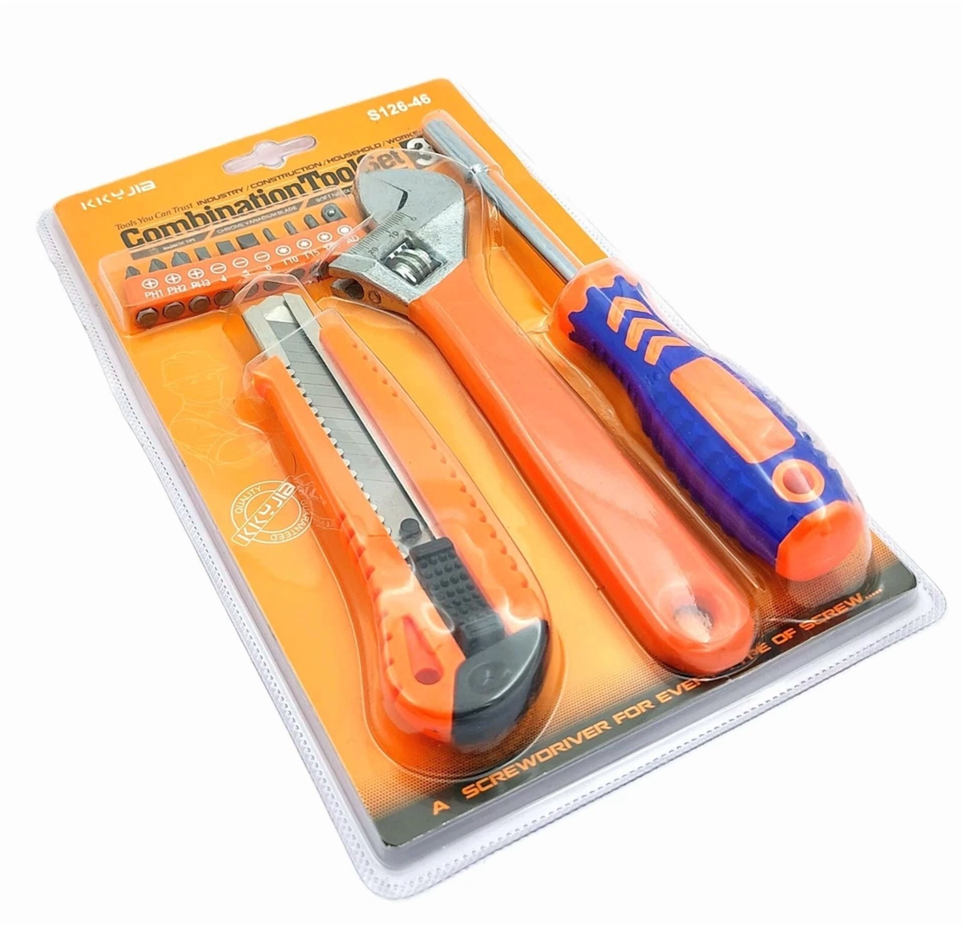 CIRCLE- 4Pcs Of Retractable Utility Knife,Adjustable Wrench&10Pcs Multi-Bits-Usa Fulfill