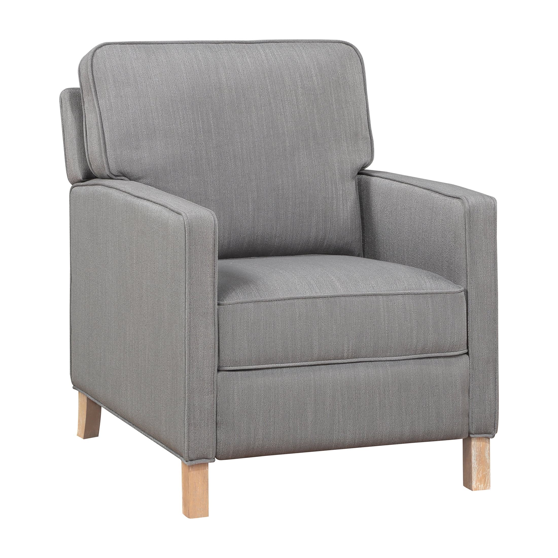 JERFIT Gray Fabric Recliner Chair, Traditional Push Back Reclining Armchair with Solid Wood Frame and Cushioned Seat for Living Room
